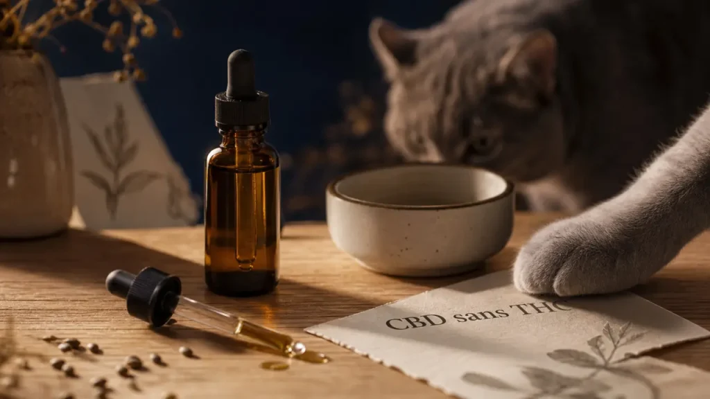 Huile de CBD pour cbd chat anti-inflammatoire : flacon et pipette
