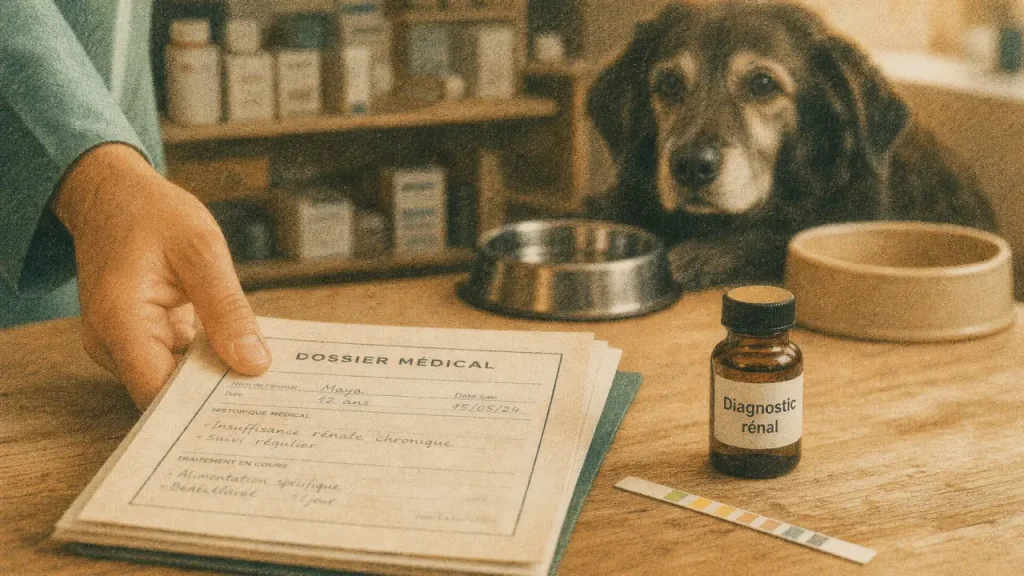 Chien insuffisance rénale : soif, urines abondantes, vomissements, diagnostic vétérinaire