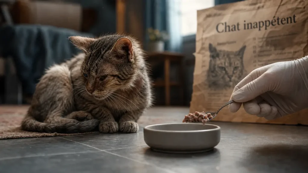 Comment meurt un chat qui ne mange plus : chat âgé inappétent, gamelle vide, besoin d’urgence vétérinaire