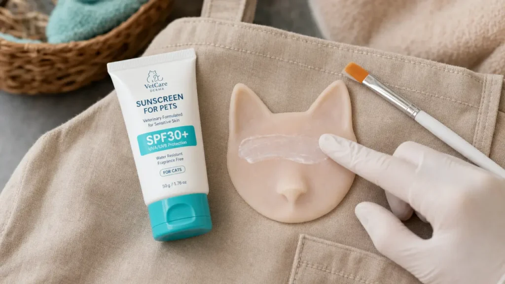 creme solaire chat sur oreilles et truffe