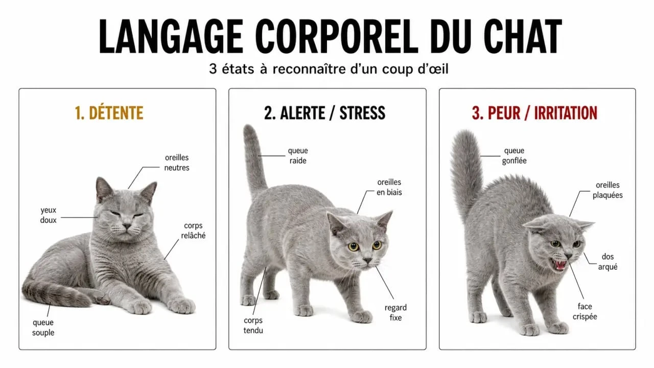 Chat et comportement : illustration des oreilles, de la queue et des postures du chat