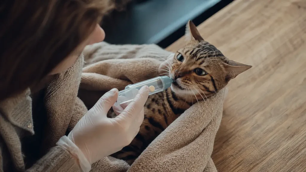 Lance pilule chat sans stress : embout souple, eau, chien de propriétaire