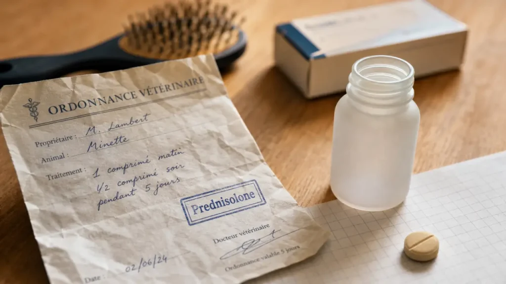 Prednisolone chat : comprimé et ordonnance vétérinaire pour la dose et la réduction