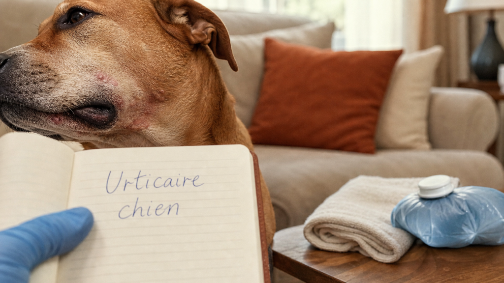 Urticaire du chien : gonflement près des babines, prudence et respiration à surveiller