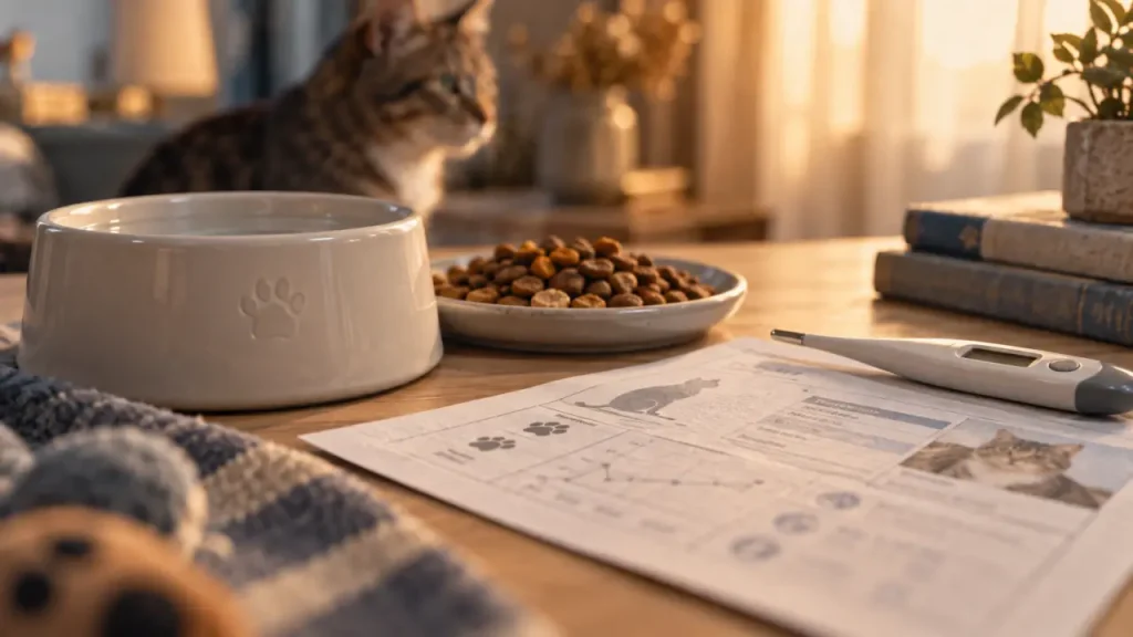 Gamelle et fiche vétérinaire pour booster système immunitaire chat FIV