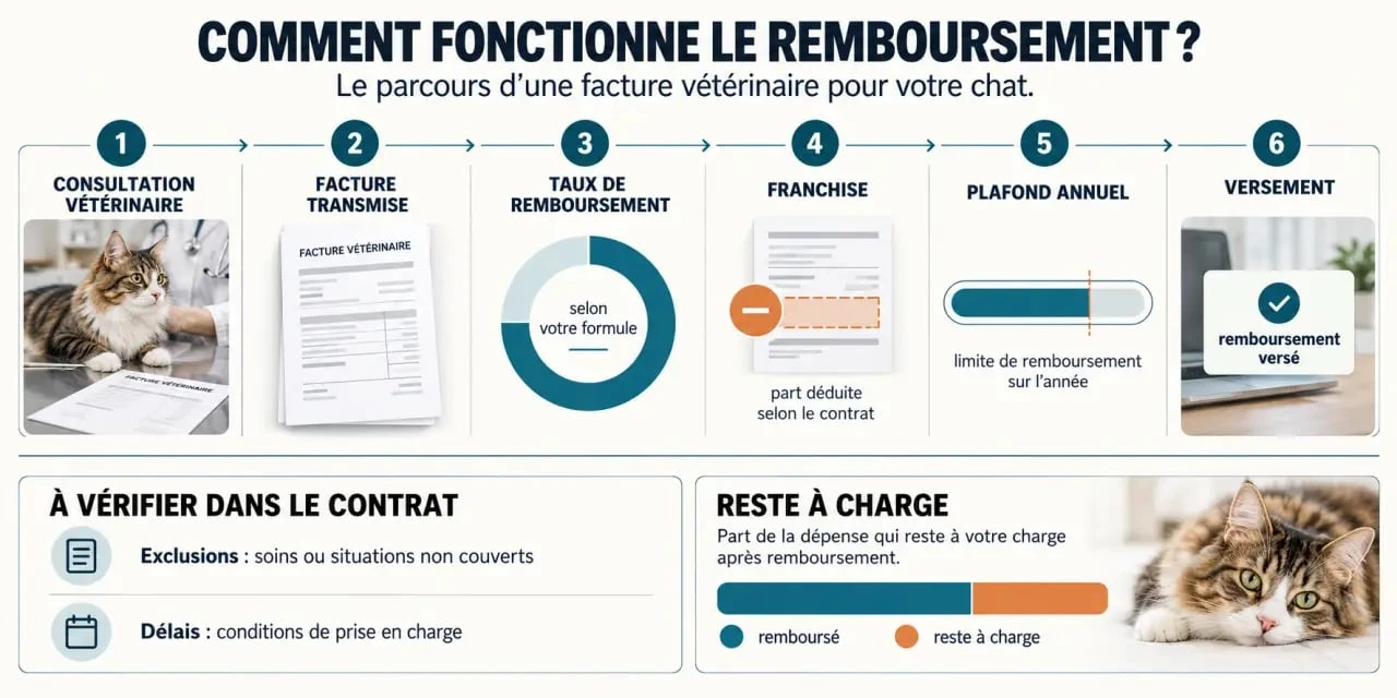 Avis mutuelle chat : fonctionnement du remboursement et calcul du reste à charge vétérinaire