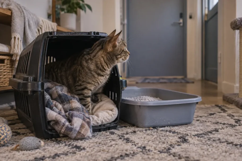 Emmener son chat en vacances : chat en caisse, laissé chez lui
